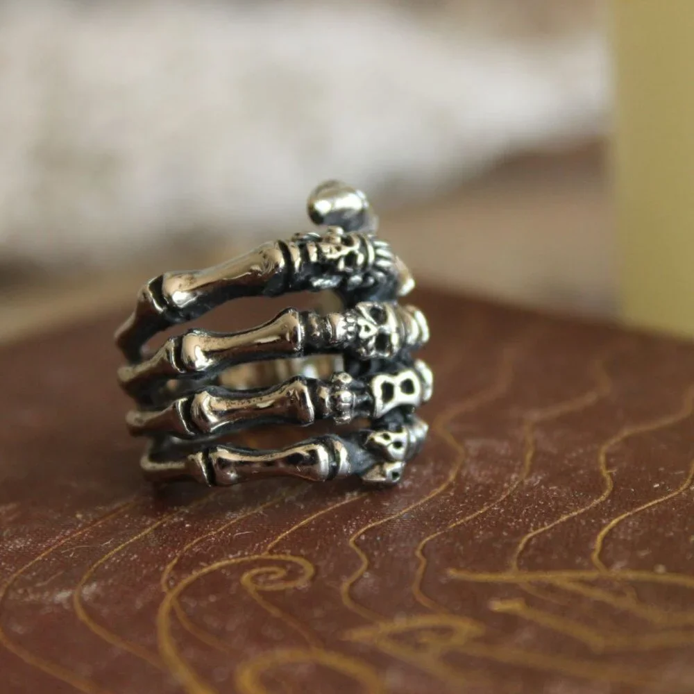 Gothic Statement Ring, Skeleton Hand and Fingers, Size approx 6.5-7 - Picture 2 of 10